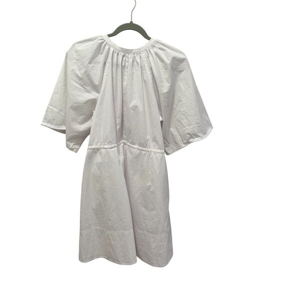 Staud White Button-Down Drawstring Waist Mini Dress With Wide Sleeves Size S - Picture 7 of 8